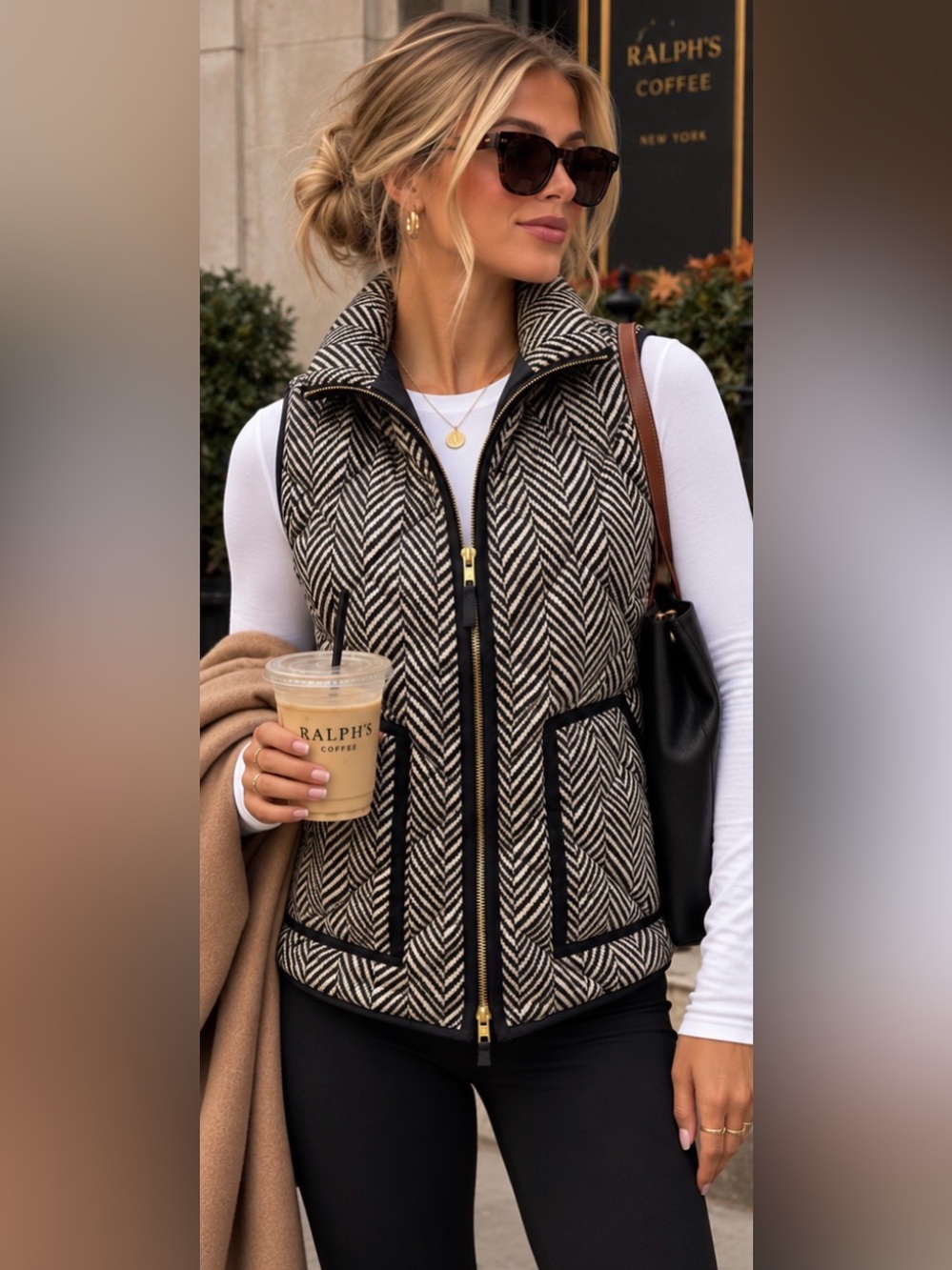 J.Crew Old Money Preppy down quilted Quiet Luxury Excursion Vest Herringbone S